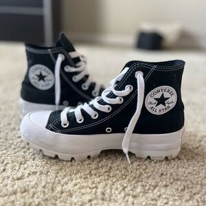 Black Platform Converse High Top Size 7